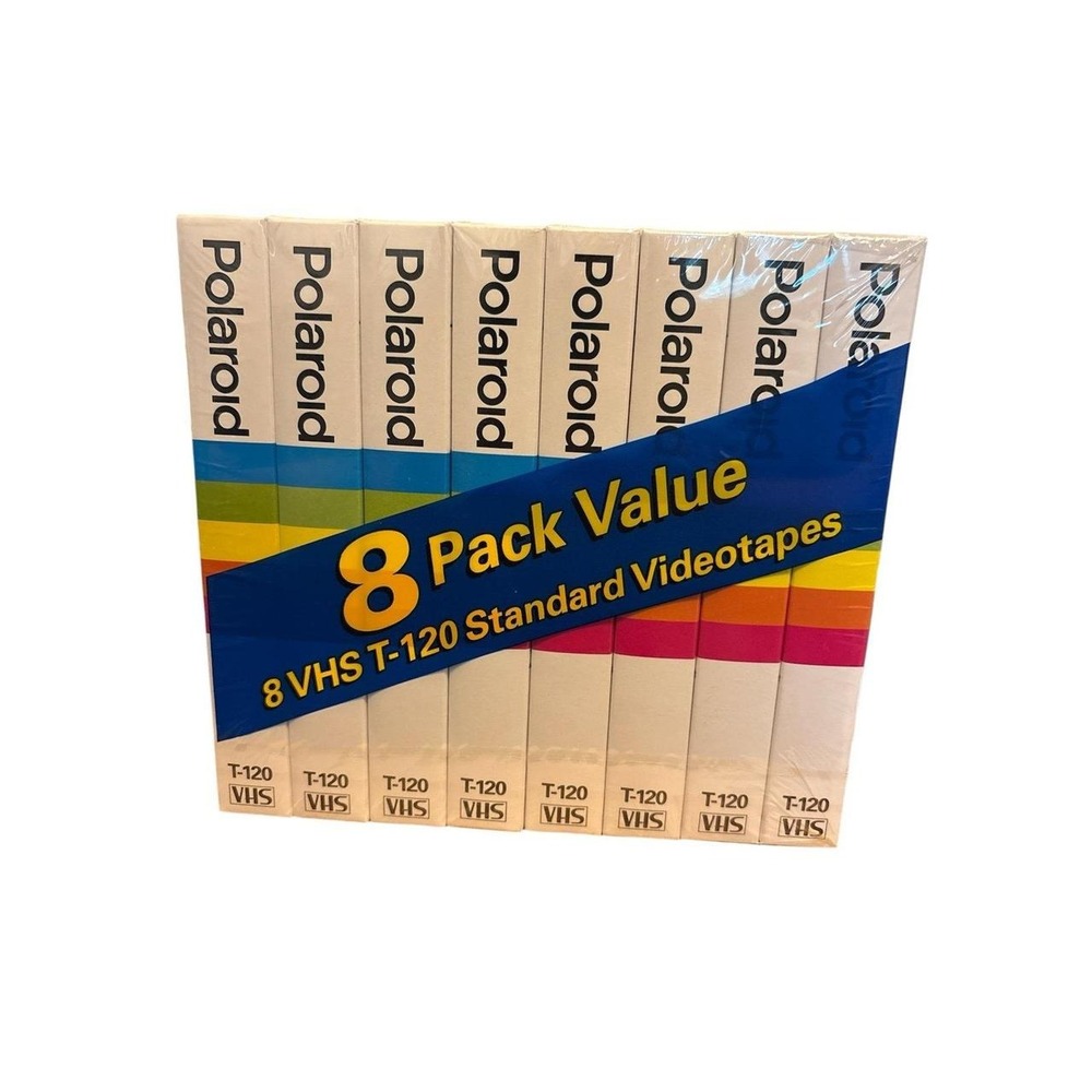 8 Pack Polaroid Supercolor NEW Blank Sealed VHS T-120 Video Cassette Video Tapes